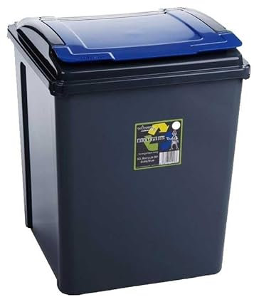 Eason Bros – 50L Plastic Recycling Bin with Flap Lid – Durable Kitchen & Office Waste Bin, Large Food Waste Caddy for Home, Garbage, Trash & Storage (Blue)