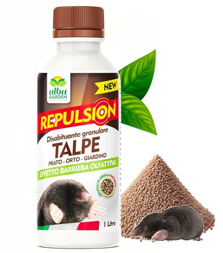 Albagarden - Repellente Talpe - Scaccia Talpe Vegetale Olfattivo per Allontanare da Orto E Giardino - No Trappola Antitalpa Granulare X 1 Litro