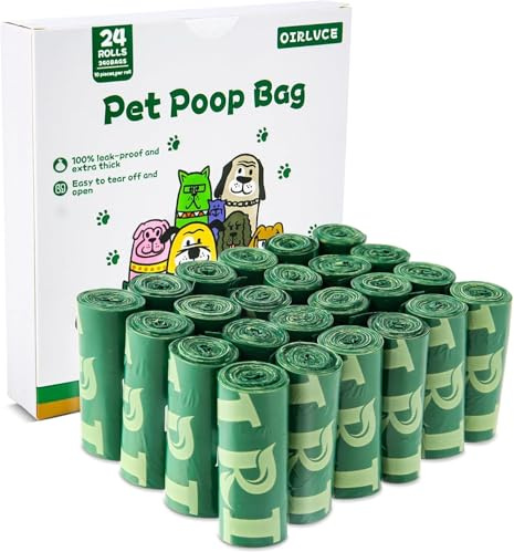 OIRLVCE 240 Dog Poo Bags 24 Rolls Coreless Dog Poop Bags, Extra Thick Strong Leak Proof Dog Waste Bags, Green