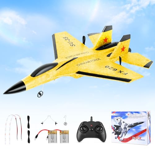 Jradse Avión de Control Remoto, Avión RC de 2,4GHz, 2 Modos de Inicio, Aviones de Control Remoto con Sistema de Vuelo Giroscópico de 3 Ejes, Luz Nocturna LED y Carga USB para Principiantes y Niños