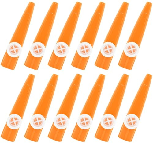 12Pcs Plastic Kazoos, Kazoo Musical, Good Companion for Guitar Violin Piano Keyboard Ukulele, Gift for Party Favors. (Orange)