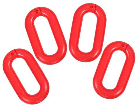 UTHCLO Catena di Sicurezza in Plastico Rossa 4 Pezzi Moschettoni Leggeri per Collegamento Transenne in Scenari di Sicurezza Stradale e Cantieri
