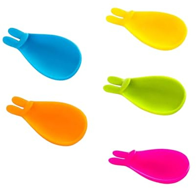 Uonlytech 5 pièces Porte Sachets Thé Silicone Forme Lapin Support Flexible et Réutilisable pour Accrocher Sachets de Thé Accessoire Décoratif et Pratique pour Maison et Fête