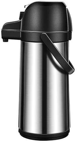 Distributore di caffè con pompa Distributori di acqua calda isolati da 1, 9 litri Caraffa di caffè girevole a 360° in acciaio inossidabile Distributore di bevande calde a doppia parete con maniglia co