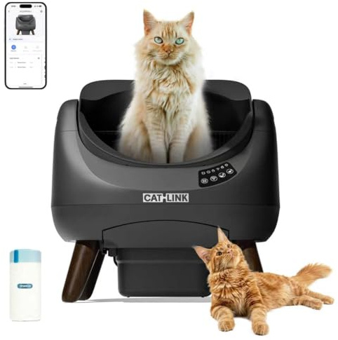 CATLINK Arenero Autolimpiable para Gatos, Caja de Arena Automática con Entrada Superior, Wi-Fi 5 GHz, Gran Capacidad 12L, Compatible con Todo Tipo de Arenas, Ideal para Hogares con Varios Gatos