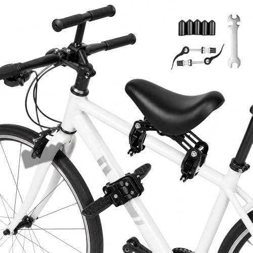 XPJBKC Seggiolino Bici Anteriore, 23,5 x 10,5 cm Montaggio Semplice Seggiolino Anteriore Bici, Angolo Regolabile Porta Bambini Bicicletta per Biciclette MTB 26/24/27,5 Pollici, Nero