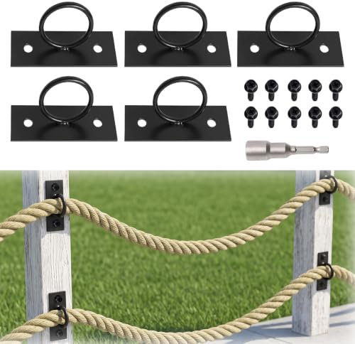 Lot de 5 supports de corde en acier inoxydable de 5 cm - Noir