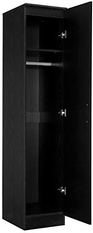 Reflect 1 Door PLAIN Wardrobe in Black Gloss/Black Oak