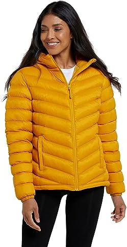 Mountain Warehouse Seasons Womens Padded Jacket - Water Resistant Coat, Puffer Jacket, Front Pockets, Adjustable Elastic Cuffs & Hood - For Spring Summer, Outdoors Yellow Women's Size 14
