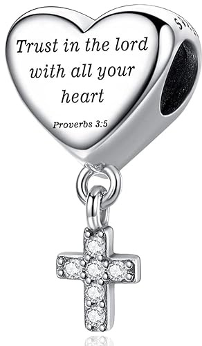 Cross Dangle Charm Fit for Pandora Charms Bracelet Love Heart Christian Bible Verse Charms Prayer Faith Religious Jewelry Gifts for Woman 35