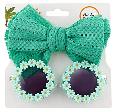 LICHENGTAI Kinder Sonnenbrille und Baby Haarschleife Stirnbänder Set, Sommer Lustige Brille Maskerade Fotokabine Requisite Festival Kostüm Zubehör Geburtstagsgeschenke für Mädchen