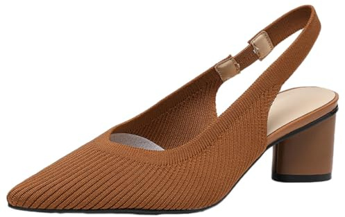 ticticlily Mujer Zapatos de Tacón Bloque Clásicos A1 Marrón 36 EU