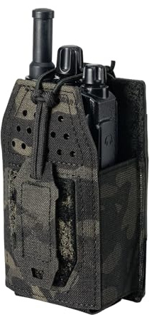 TOPTACPRO taktisk MOLLE radioväska väska väska universell radio hållare för walkie talkie Motorola BaoFeng UV-5R BF-F8HP justerbar förvaring gevär magasinväska, Multi-camo svart, 3 x 1.18 x 5 inches
