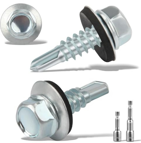 120 pcs Tornillos Autotaladrantes 4.8x16MM Tornillos Roscachapas 2 Vaso Taladro Tornillo Panel Sandwich Tornillos Autorroscantes Metal para Panel Sandwich Tejado Chapas Metalicas Aluminio (Plata)