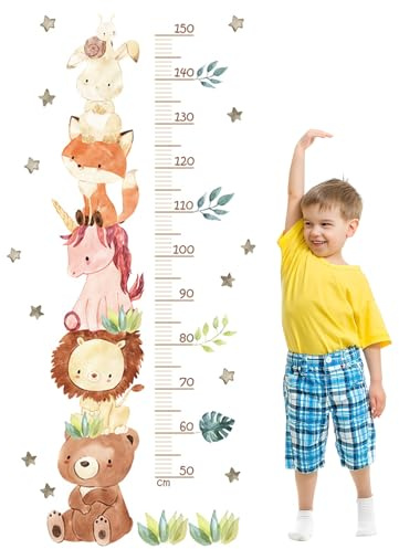 LURNODY Skalstorlek 50–150 cm väggdekal barnhöjd klistermärken djur klistermärken djungel väggdekaler babyrum, lämplig för barnrum vardagsrum väggdekoration