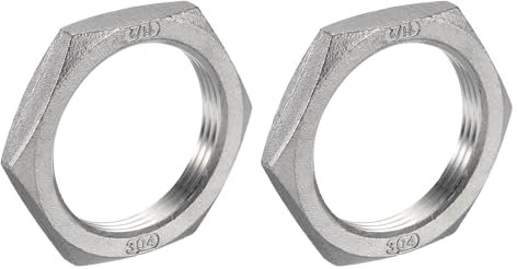 QUARKZMAN 2 pcs Fonte Tuyau Raccord Hex Contre-écrou, 304 Inox Acier Hex Verrouillage Écrou 1 1/2 Femelle Filetage (DN40) pour Plomberie Fixe, Eau Balai et Châssis Nettoyant