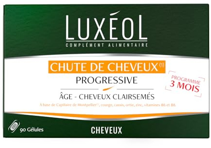 Luxéol - Complément Alimentaire Chute de Cheveux Progressive 90 Capsules - Soin Quotidien - Prévention de la Chute - Ingrédients Végétaux et Expertise Française - Fortification Naturelle