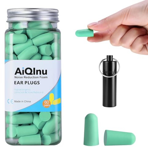 AiQInu Ohrstöpsel zum Schlafen,gehörschutz ohrstöpsel 60 Paare 38 dB SNR, Superweiche Schaum Gehörschutzstöpsel,Lärmschutz Ohrenstöpsel ideal für Schnarchen, Lernen, Reisen, Konzerte Grün