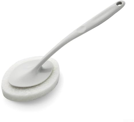 Lastdaytime Éponge de nettoyage murale à long manche pour salle de bain, brosse pour carrelage de sol, fabriquée en polypropylène et tampon à récurer (gris)