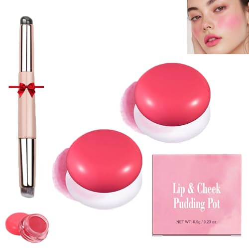 Korean Pudding Pot Blush,Korean Pudding Pot Lip,Korean Pudding Pot Makeup,Blurring Pudding Pot Lip,Blurry Pudding Pot for Lip&Cheek,Blurring Makeup Blush,Long-Lasting Buildable (2*#05)