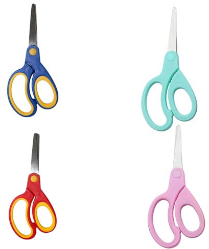 Xinlie Lot de 4 petits ciseaux pour gauchers avec lames tranchantes en acier inoxydable avec poignées en caoutchouc souple pour la maison, l'école, le bureau, les vêtements et les textiles, artisanat