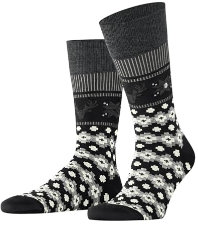 Burlington Fair Isle Joy M So laine fantaisie 1 paire, Chaussettes Homme, Noir Black 3000, 40-46