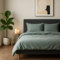 VEL VET HOME VelvetHome Bettwäsche 140x200 Baumwolle Salbei Grün Öko-Tex Made in EU 2-teilig Bettwäsche-Sets mit Reißverschluss 1x Bettbezug 140x200 cm + 1x Kissenbezug 80x80 cm