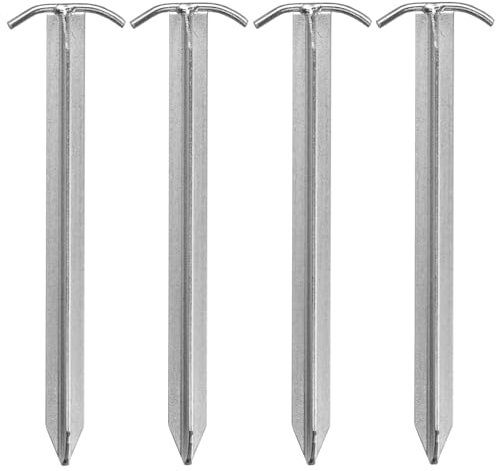 Lot de 4 piquets de tente 30 cm en acier galvanisé avec profil en T – Piquet robuste pour sols durs – Ancrage au sol stable pour tentes, pavillons, bâches et accessoires de camping