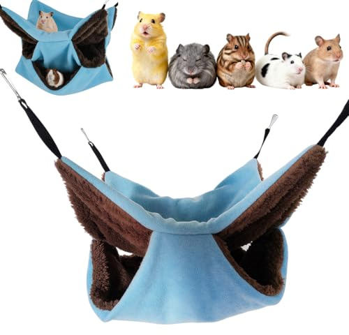 YUPZAR Hamac Petit Animal, Hamac Suspendu pour Petits Animaux, Hamac pour Hamsters, Furets, Chinchillas, Lapins, Cobayes, Lit Confortable pour Animaux Domestiques, Lavable, Bleu