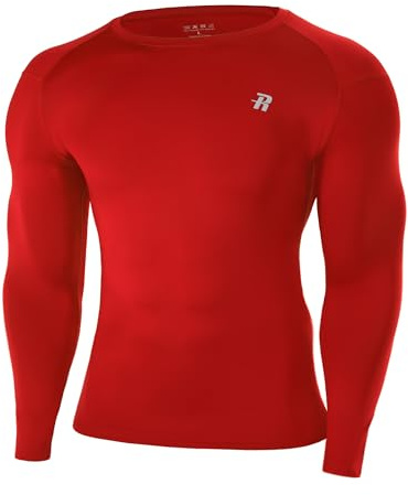 Runhit Men's Compression Base Layer Long Sleeve Top, UPF 50+ Quick Dry Sports Undershirt for Running Gym Cycling Football Golf Training