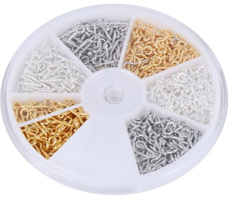 SHINEOFI Tornillos con Ojo Mixtos de Hierro para Manualidades DIY Ganchos de Tornillo Ojo para Hacer Pulseras Collares y Decoración del Hogar Juego Multiuso con Instalación Fácil