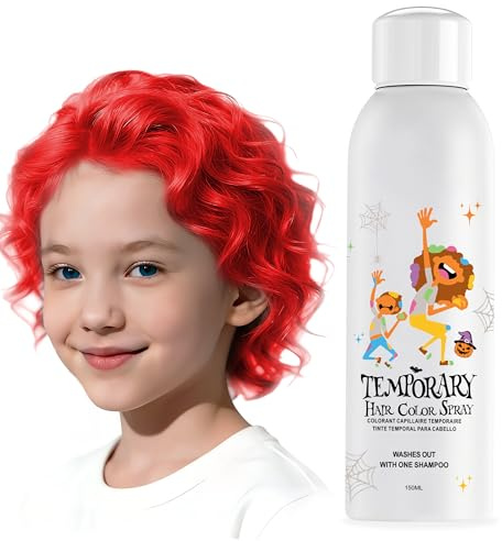 Amzsudy Spray de Color Rojo Temporal para el Cabello para Mujeres y Hombres - Tinte Instantáneo y Lavable para el Cabello Plateado para Adolescentes - Peinado Rápido para Halloween, Cosplay, Fiesta de