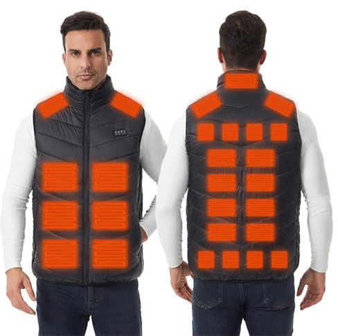 Gilet Riscaldato Uomo Donna in Nylon Termico Costante con USB Piumino Riscaldate Anziani Senza Maniche 100 Grammi Smanicato Riscaldata Imbottita Trapuntata per Sci Caccia Moto Pesca Trekking Bici,M