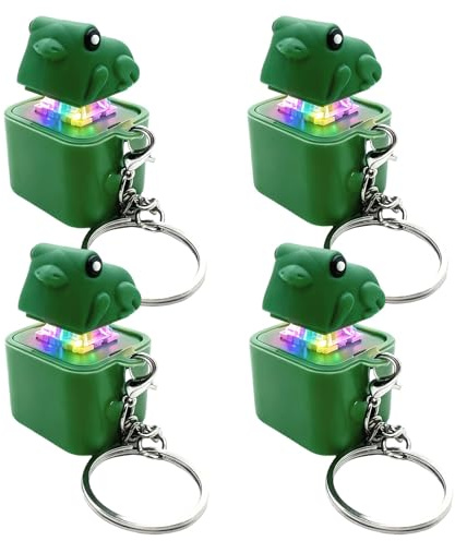Cieco Gioco Antistress Con Rana Che Gruzza, Pulsante Sonoro E Luci LED, Portachiavi Fidget Per Bambini, Ragazzi E Adulti, Regalo Verde (4 pezzi)