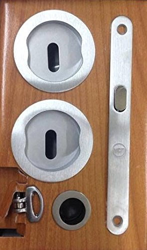 Juego de nichos circulares para puertas correderas K1201 - con orificio llave (cromo satinado)