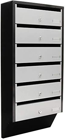 Profirst Quarten 6 système de boîte aux lettres - argent / noir-cylindre de verrouillage-plaque signalétique-pour 6 parties-LxH 38.5x82.4-boîte aux lettres murale