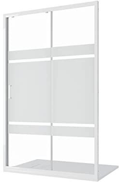 Box Doccia Nicchia 100cm mod. Maiorca 2 Ante Apertura Scorrevole Vetro Temperato 4mm Serigrafato Profili in Alluminio Bianco Maniglia in Abs Bianca