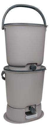 Skaza Bokashi Essential - Set di pattumiera biologica da cucina (2 x 15,3 litri) + base – secchio per compost cucina e giardino in plastica riciclata – Starter Set + incl. 1 kg di base per