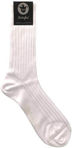 Coolorfool Calcetines de algodón hilo de Scocia Premium para hombre y mujer 100% algodón Blanco T43 / 45