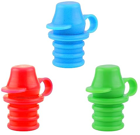 3pcs Becs en Silicone pour Bouteilles d'Eau, Anti-Déversement Bouchon de Bouteille en Silicone Bouteille bec Verseur pour la Plupart des Biberons, Enfants, Adultes (3 Couleurs)
