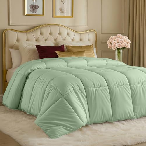 Utopia Bedding, Edredón sin Funda de 4,5 TOG para Todo el año, edredón de Microfibra Suave y Transpirable, Ideal para Clima frío, Lavable a máquina (Verde Salvia, tamaño Queen (Paquete de 1))