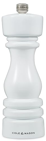 Cole & Mason London Refillable Spice Mill - Kitchen & Home Accessory - Table Salt Grinder - Salt Mill with Ceramic Mechanism - 7, White Gloss