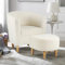LEUTED Sessel mit Hocker, Wohnzimmer-Sessel Weiß, Lesesessel aus Teddy-Stoff, Bequemer Ohrensessel, Fernsehsessel, Relaxsessel, Cocktailsessel, Clubsessel für Büro, Wohnung, Schlafzimmer