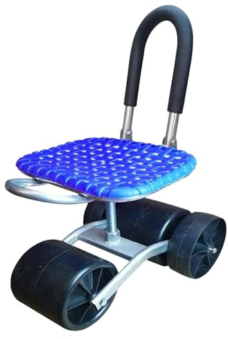 Qurygin Tabouret de jardin à roulettes 46 x 32 x 23 cm – Chariot de jardin réglable en hauteur, siège de jardinage rotatif à 360 degrés, sièges de travail pliables à roulettes, trottinette de jardin