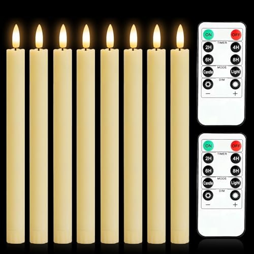 MeYuxg Velas LED Efecto Llama, 8 Piezas Velas Electricas Sin Fuego, Velas a Pilas con Función de Temporizador, para Decoración Navideña, Bodas y Fiestas