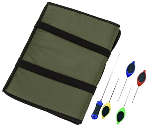 CENPEK Foldable Fishing Unhooking Mat with Elastic Transport Belt for fishermen of all levels With Baiting Needle Fishing Tool,Carp Landing Mat,80 ×35 ×1cm