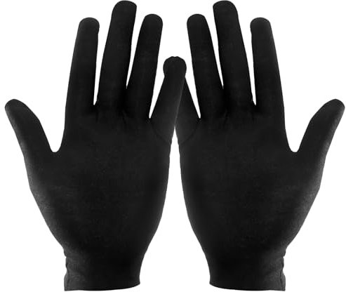 4 Schwarze Baumwollhandschuhe Dünn,Weiche Stoffhandschuhe Für Arbeit, Arbeitshandschuhe Herren Und Damen Mit Tastgefühl Für Schmuck(Keine Unterscheidung Zwischen Linker Und Rechter Hand)