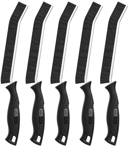 MR.SIGA Cepillo Limpiador de Grietas con Mango, Cepillo doméstico para Limpiar Yeso, Grietas y Juntas en Cocina, baño, Ducha, Paquete de 5 Unidades.