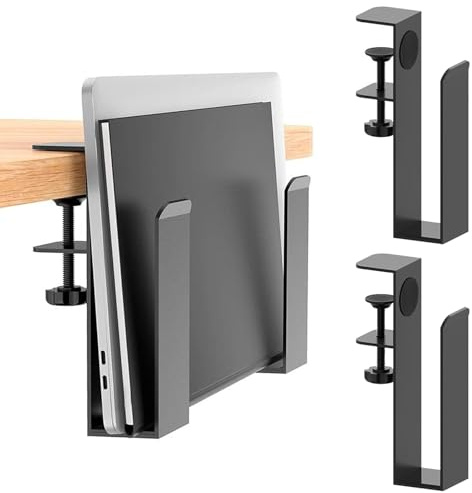 Support de bureau latéral pour ordinateur portable - Réglable - Support vertical pour ordinateur portable - Support latéral de bureau en métal