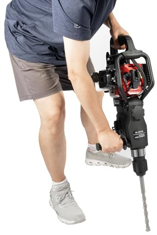 Demolition Hammer Breaker Drill 1000W 2300~4000bpm,Concrete Breaker Pneumatic,2-Stroke Air Cooling Petrol Demolition Hammer Single Cylinder Gas Demolition Jack Hammer,with Pointed and Flat Chisel